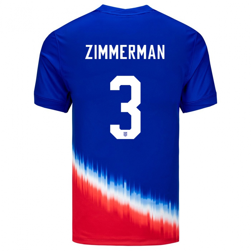 Børn Usa Walker Zimmerman #3 Blå Udebane Spillertrøjer 24-26 Trøje T-Shirt