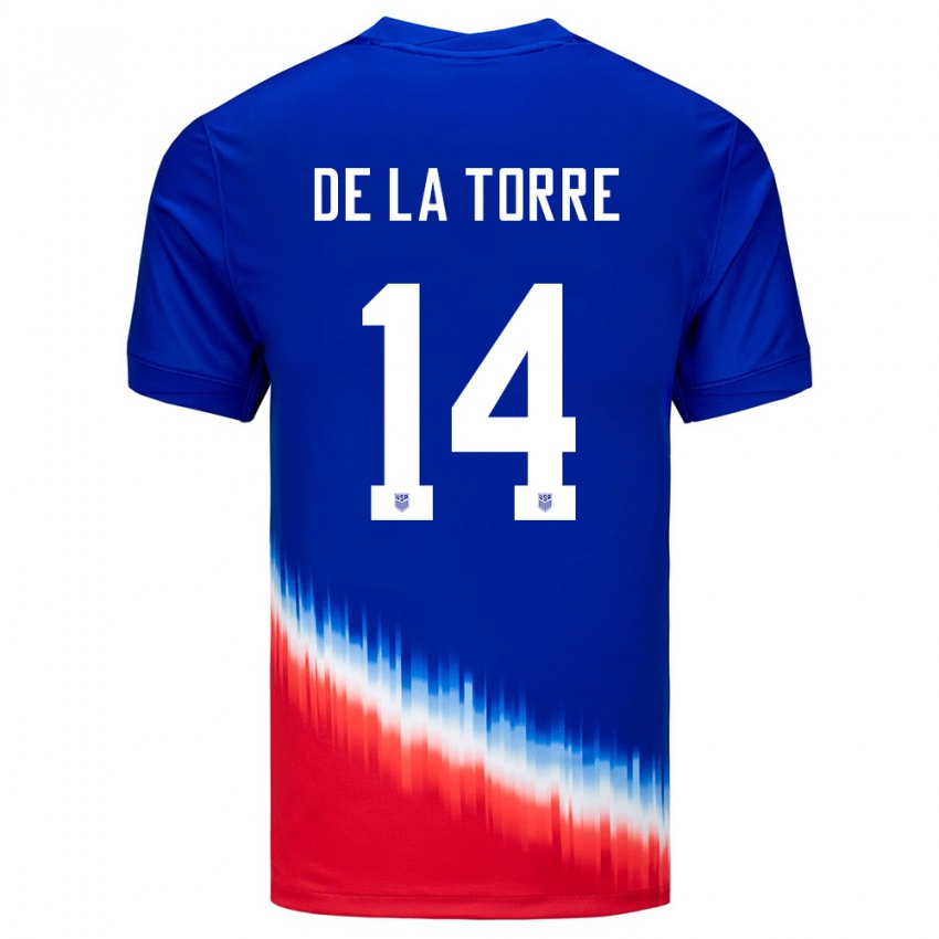 Børn Usa Luca De La Torre #14 Blå Udebane Spillertrøjer 24-26 Trøje T-Shirt