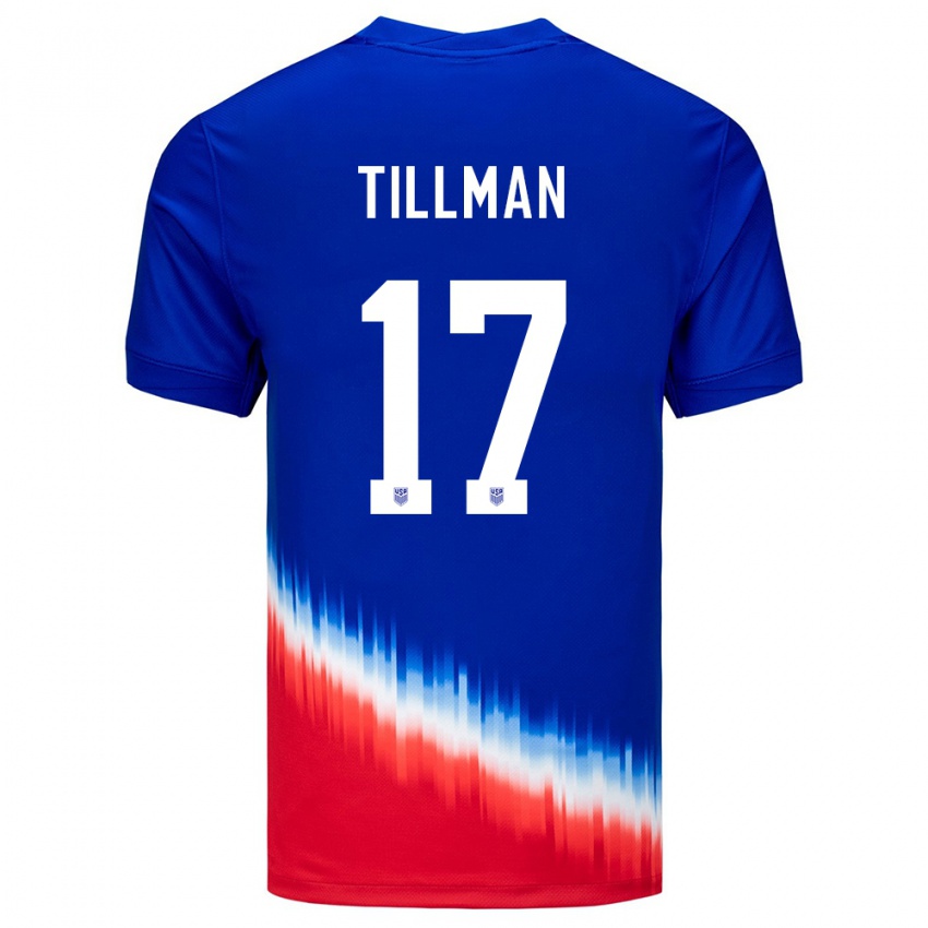 Børn Usa Malik Tillman #17 Blå Udebane Spillertrøjer 24-26 Trøje T-Shirt