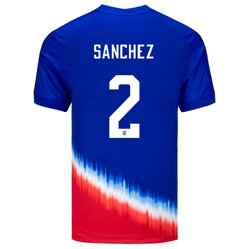 Børn Usa Ashley Sanchez #2 Blå Udebane Spillertrøjer 24-26 Trøje T-Shirt