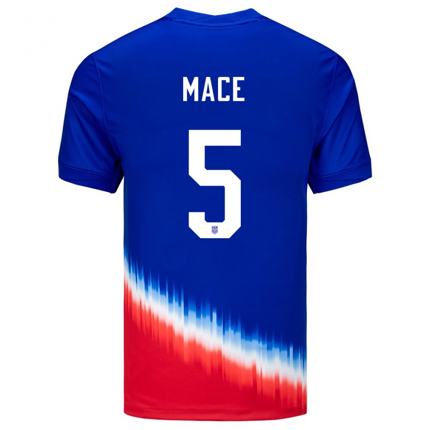 Børn Usa Hailie Mace #5 Blå Udebane Spillertrøjer 24-26 Trøje T-Shirt