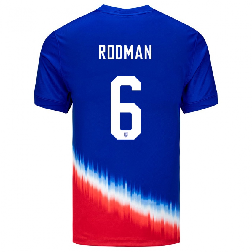 Børn Usa Trinity Rodman #6 Blå Udebane Spillertrøjer 24-26 Trøje T-Shirt