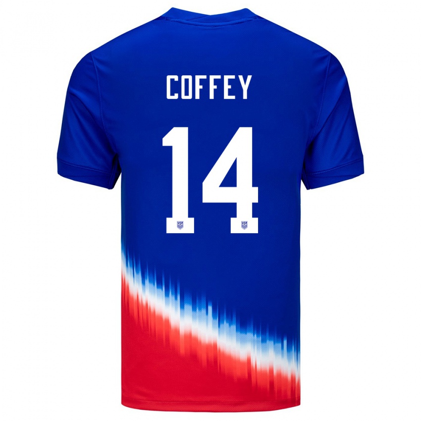 Børn Usa Sam Coffey #14 Blå Udebane Spillertrøjer 24-26 Trøje T-Shirt