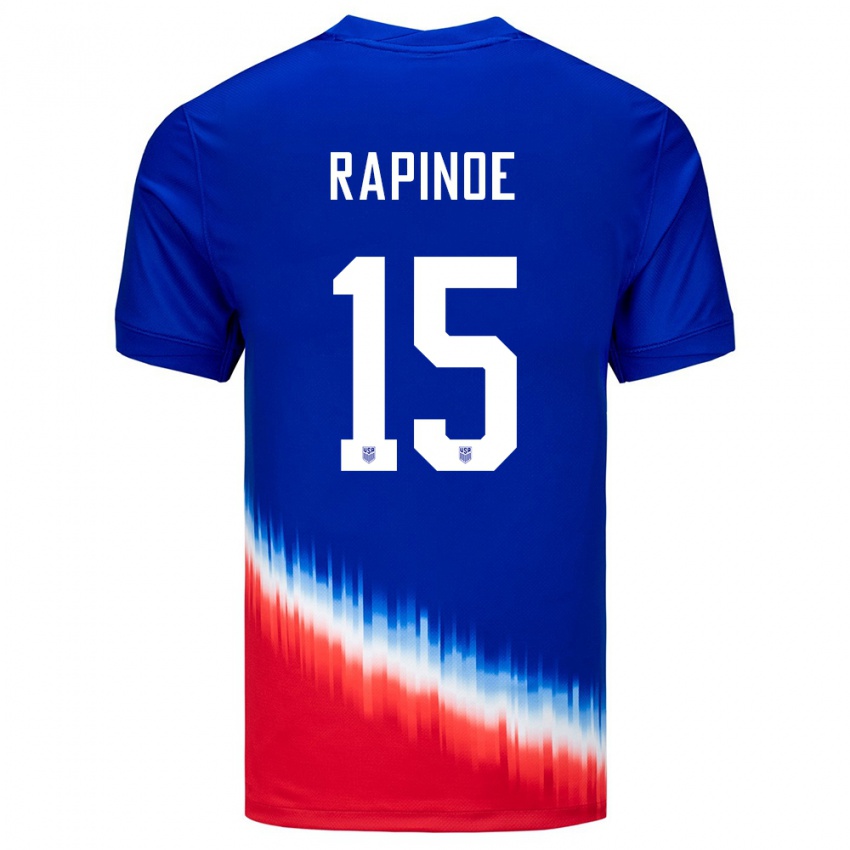 Børn Usa Megan Rapinoe #15 Blå Udebane Spillertrøjer 24-26 Trøje T-Shirt