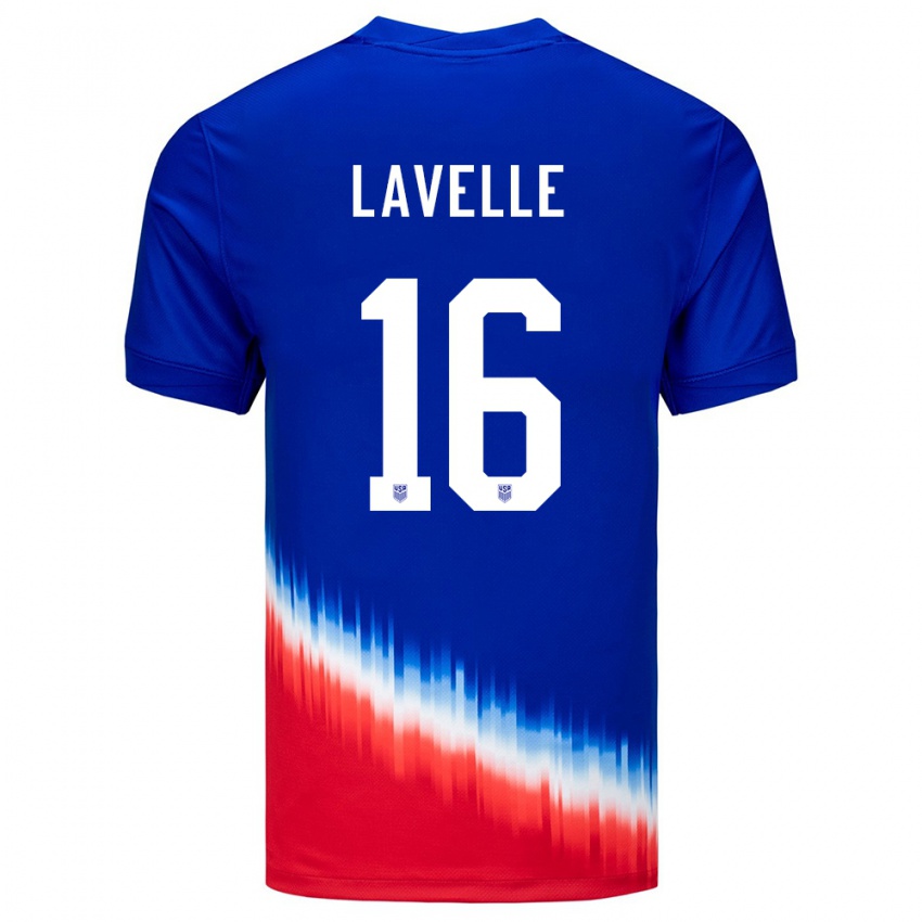 Børn Usa Rose Lavelle #16 Blå Udebane Spillertrøjer 24-26 Trøje T-Shirt