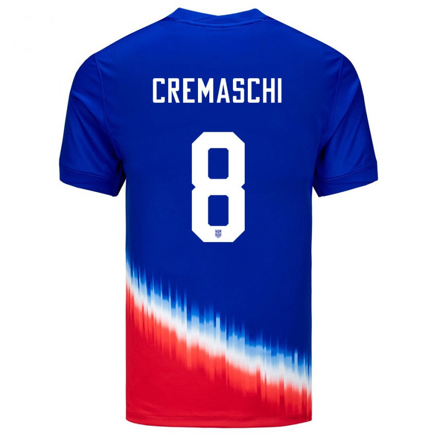 Børn Usa Benjamin Cremaschi #8 Blå Udebane Spillertrøjer 24-26 Trøje T-Shirt