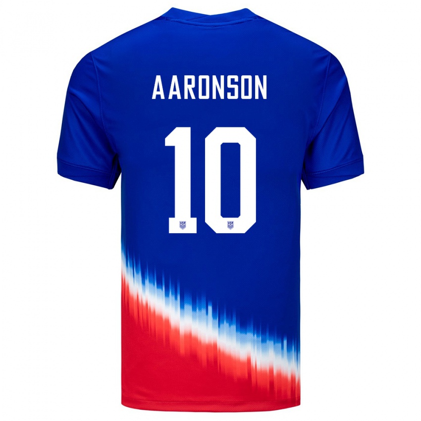 Børn Usa Paxten Aaronson #10 Blå Udebane Spillertrøjer 24-26 Trøje T-Shirt