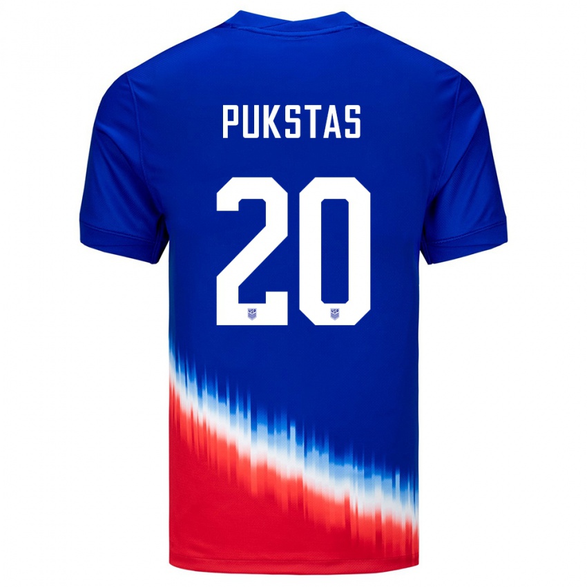 Børn Usa Rokas Pukstas #20 Blå Udebane Spillertrøjer 24-26 Trøje T-Shirt