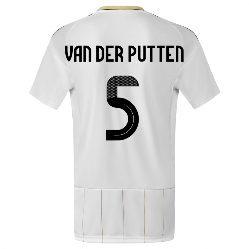 Børn Costa Rica Santiago Van Der Putten #5 Hvid Udebane Spillertrøjer 24-26 Trøje T-Shirt