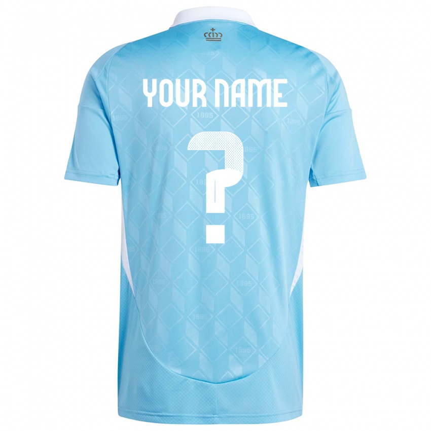 Børn Belgien Dit Navn #0 Blå Udebane Spillertrøjer 24-26 Trøje T-Shirt