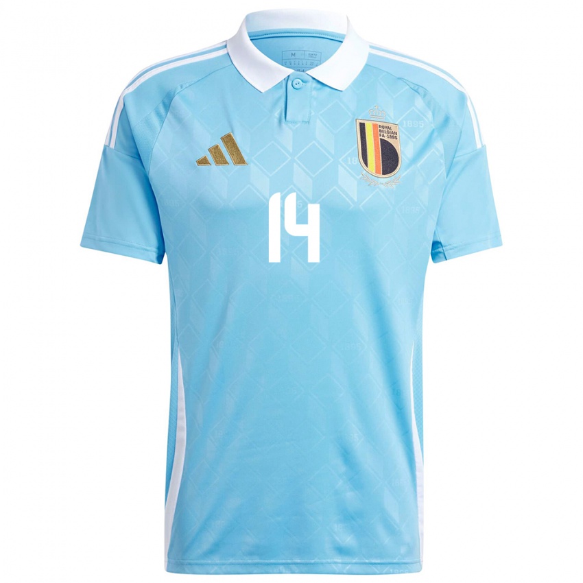 Børn Belgien Dries Mertens #14 Blå Udebane Spillertrøjer 24-26 Trøje T-Shirt