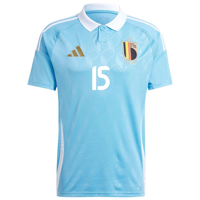 Børn Belgien Charlotte Tison #15 Blå Udebane Spillertrøjer 24-26 Trøje T-Shirt