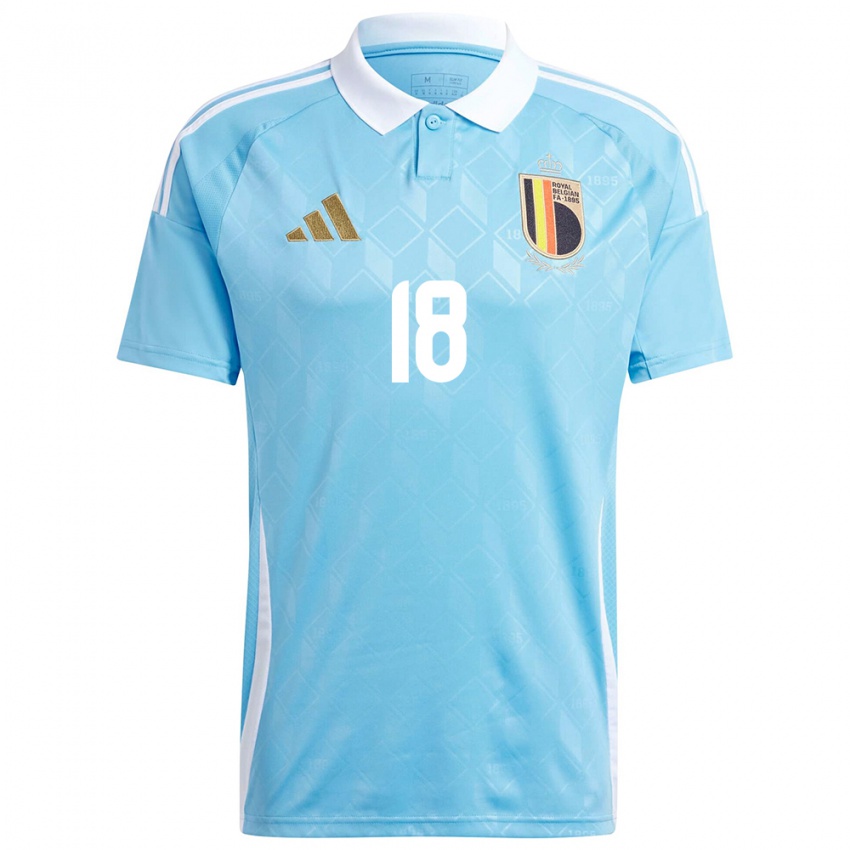 Børn Belgien Isabelle Iliano #18 Blå Udebane Spillertrøjer 24-26 Trøje T-Shirt