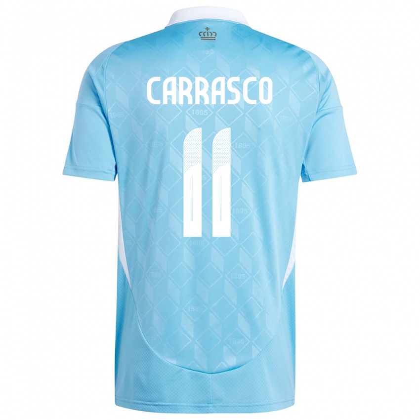 Børn Belgien Yannick Carrasco #11 Blå Udebane Spillertrøjer 24-26 Trøje T-Shirt