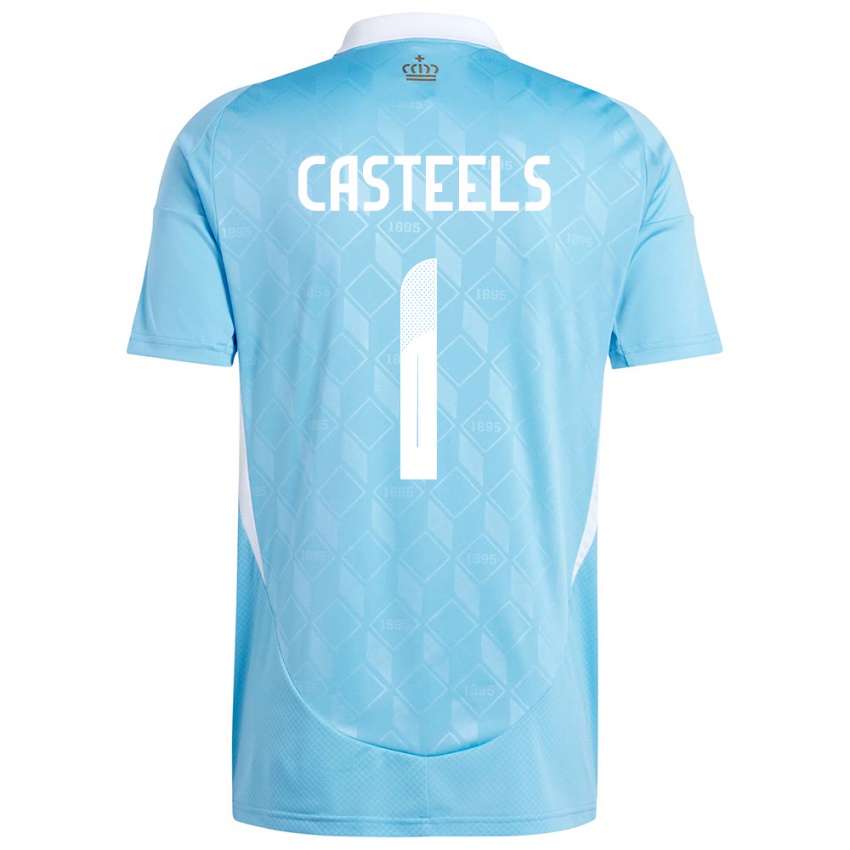 Børn Belgien Koen Casteels #1 Blå Udebane Spillertrøjer 24-26 Trøje T-Shirt