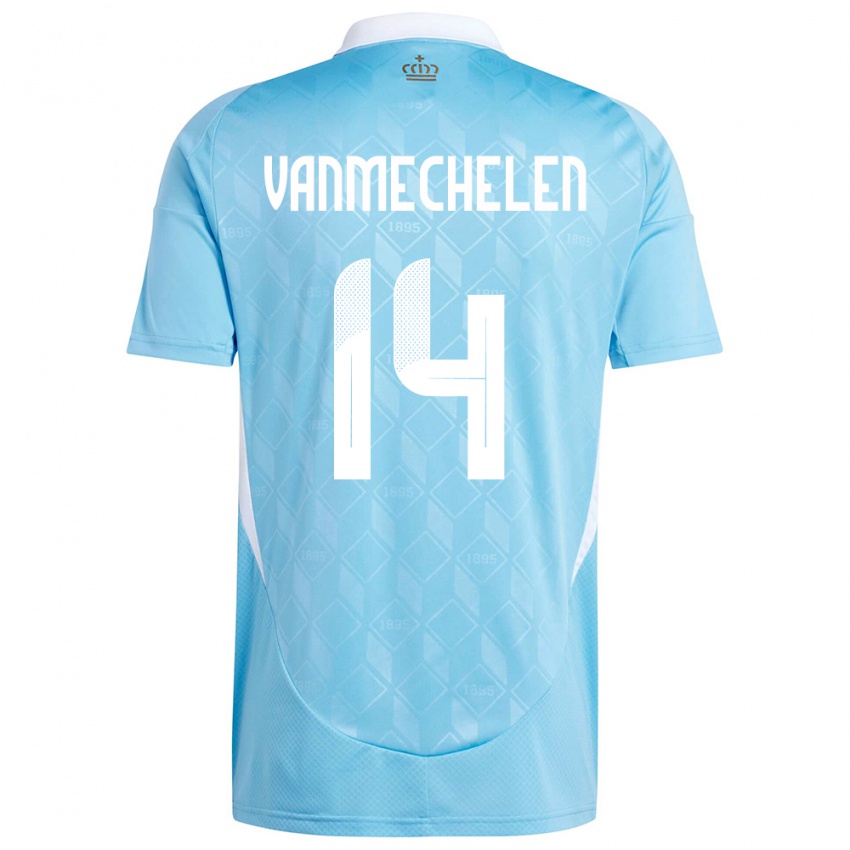 Børn Belgien Davinia Vanmechelen #14 Blå Udebane Spillertrøjer 24-26 Trøje T-Shirt