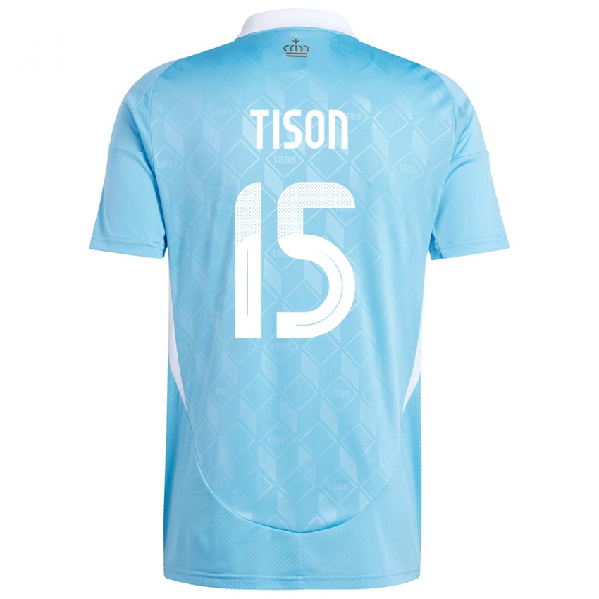 Børn Belgien Charlotte Tison #15 Blå Udebane Spillertrøjer 24-26 Trøje T-Shirt