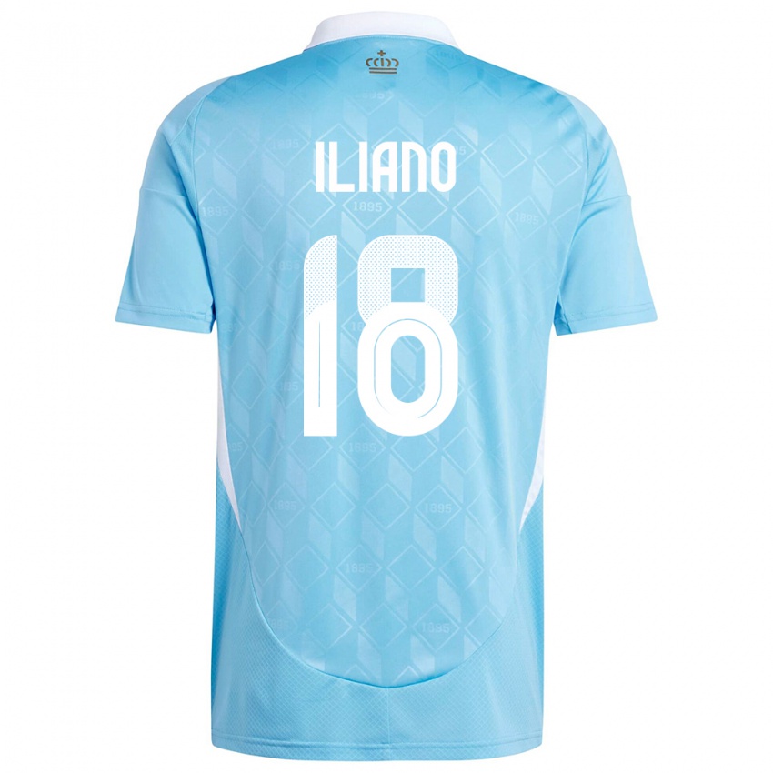 Børn Belgien Isabelle Iliano #18 Blå Udebane Spillertrøjer 24-26 Trøje T-Shirt