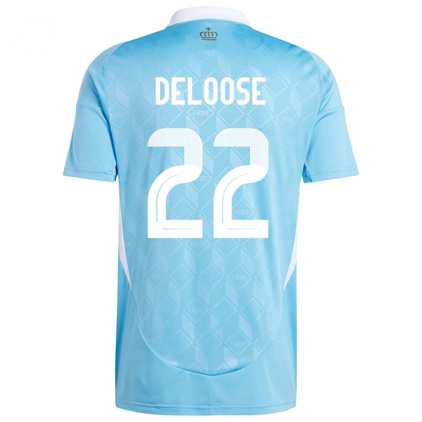 Børn Belgien Laura Deloose #22 Blå Udebane Spillertrøjer 24-26 Trøje T-Shirt