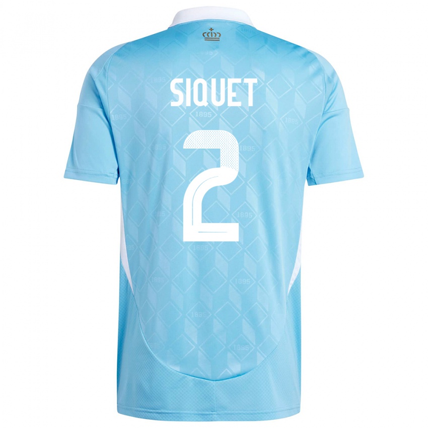 Børn Belgien Hugo Siquet #2 Blå Udebane Spillertrøjer 24-26 Trøje T-Shirt