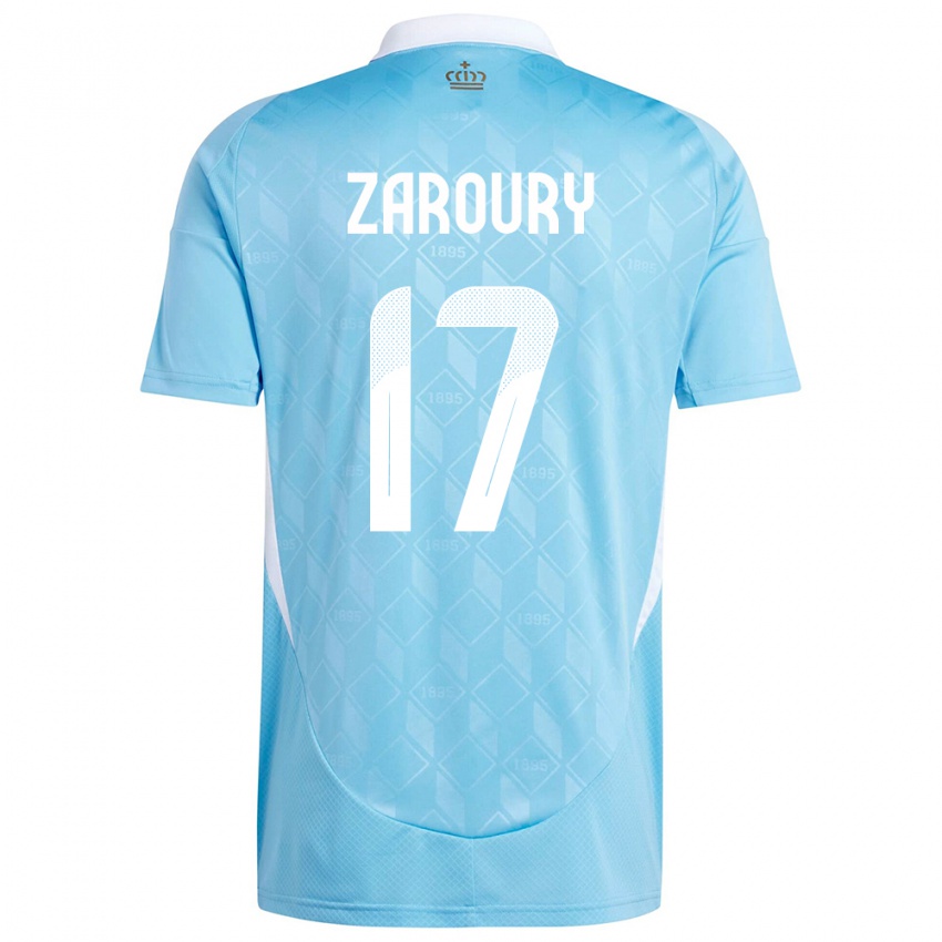 Børn Belgien Anass Zaroury #17 Blå Udebane Spillertrøjer 24-26 Trøje T-Shirt