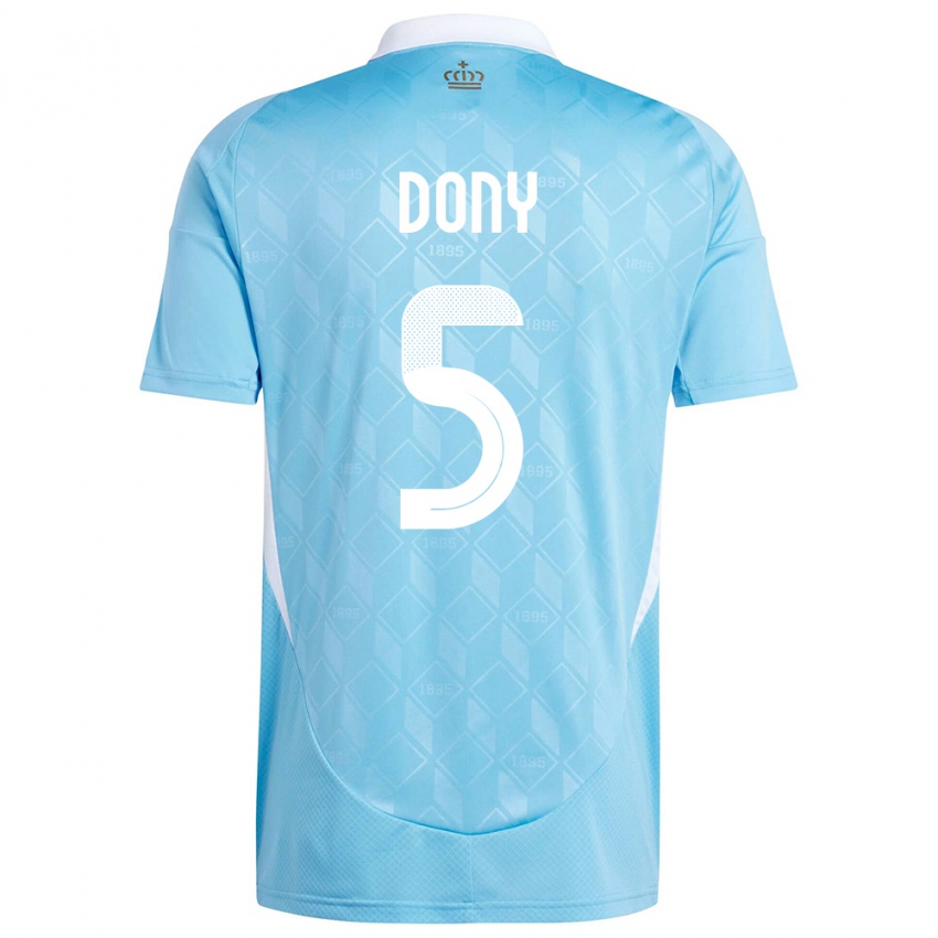 Børn Belgien Arnaud Dony #5 Blå Udebane Spillertrøjer 24-26 Trøje T-Shirt
