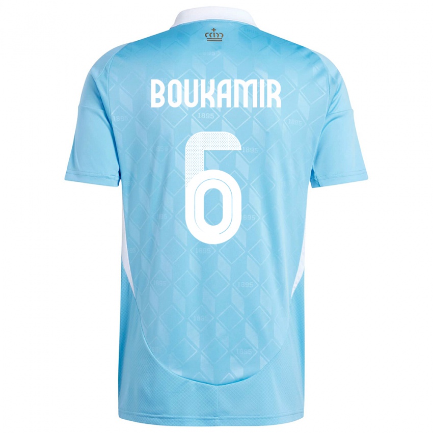 Børn Belgien Mehdi Boukamir #6 Blå Udebane Spillertrøjer 24-26 Trøje T-Shirt
