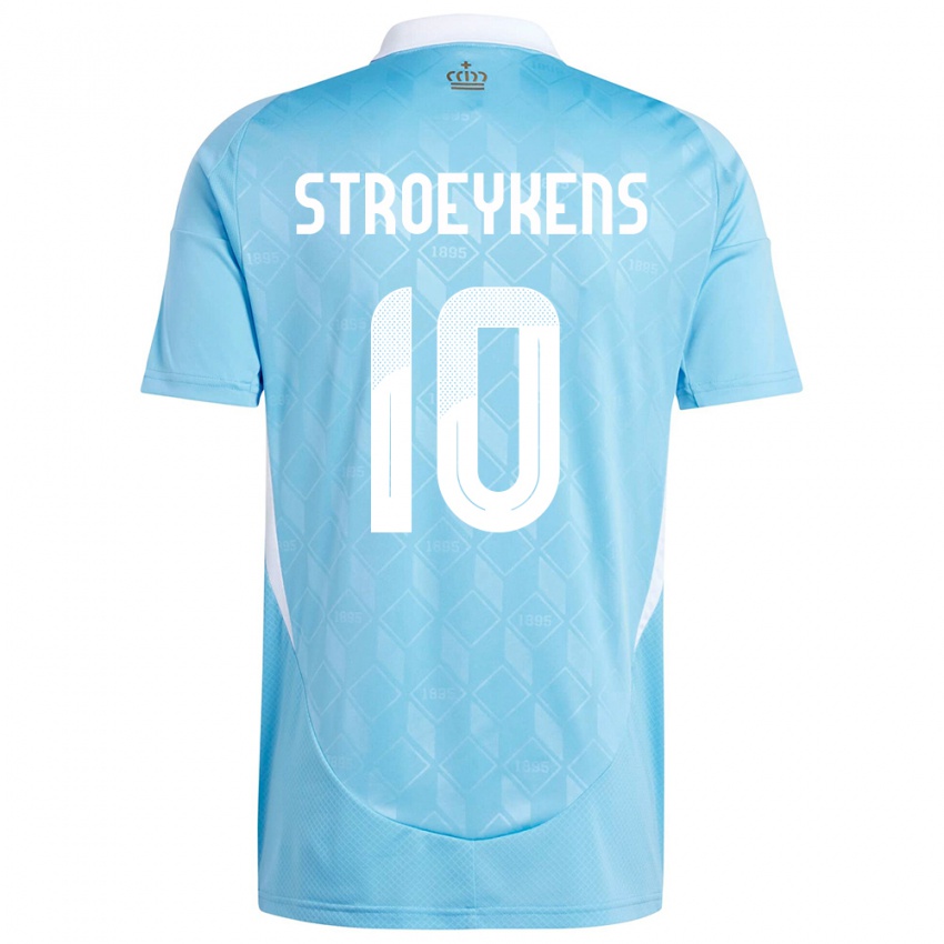 Børn Belgien Mario Stroeykens #10 Blå Udebane Spillertrøjer 24-26 Trøje T-Shirt