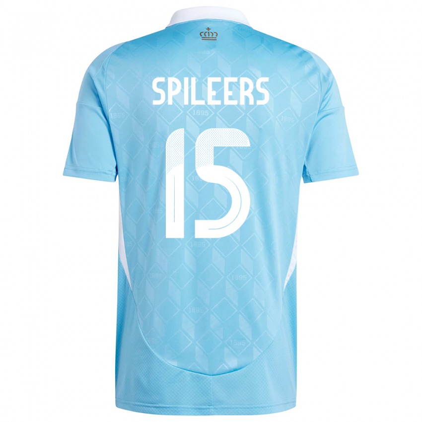 Børn Belgien Jorne Spileers #15 Blå Udebane Spillertrøjer 24-26 Trøje T-Shirt
