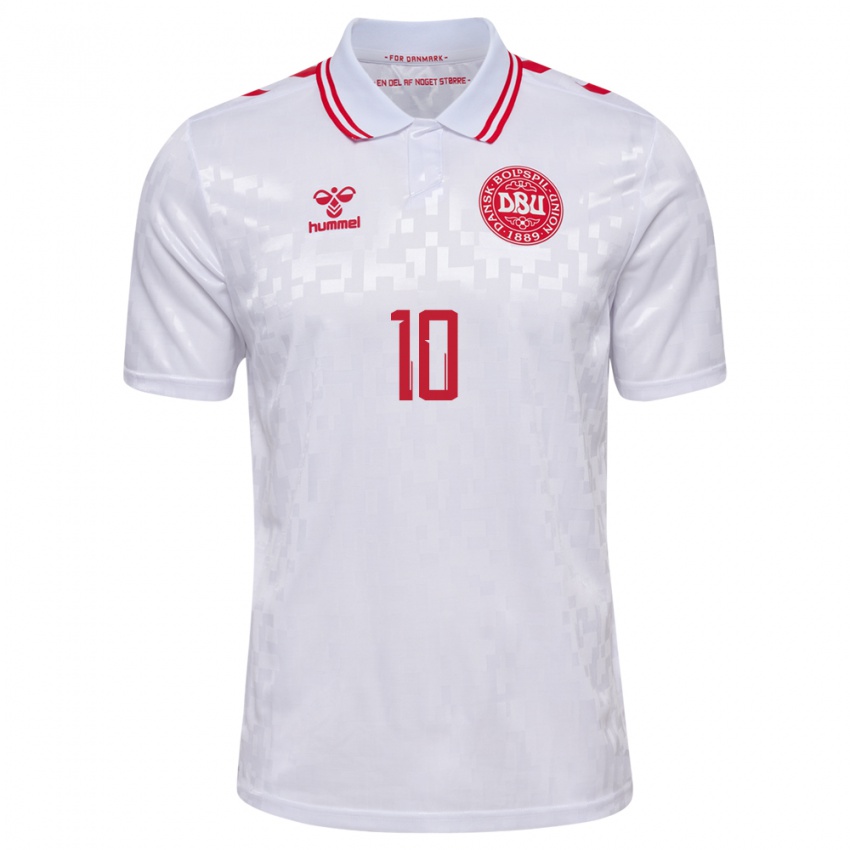 Børn Danmark Christian Eriksen #10 Hvid Udebane Spillertrøjer 24-26 Trøje T-Shirt