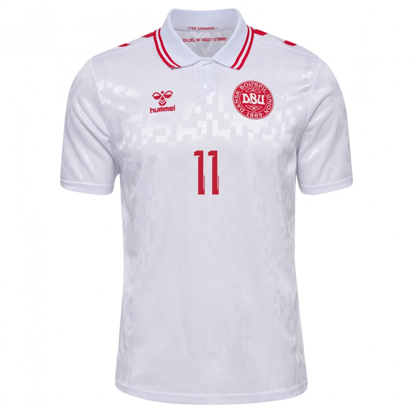 Børn Danmark Andreas Skov Olsen #11 Hvid Udebane Spillertrøjer 24-26 Trøje T-Shirt