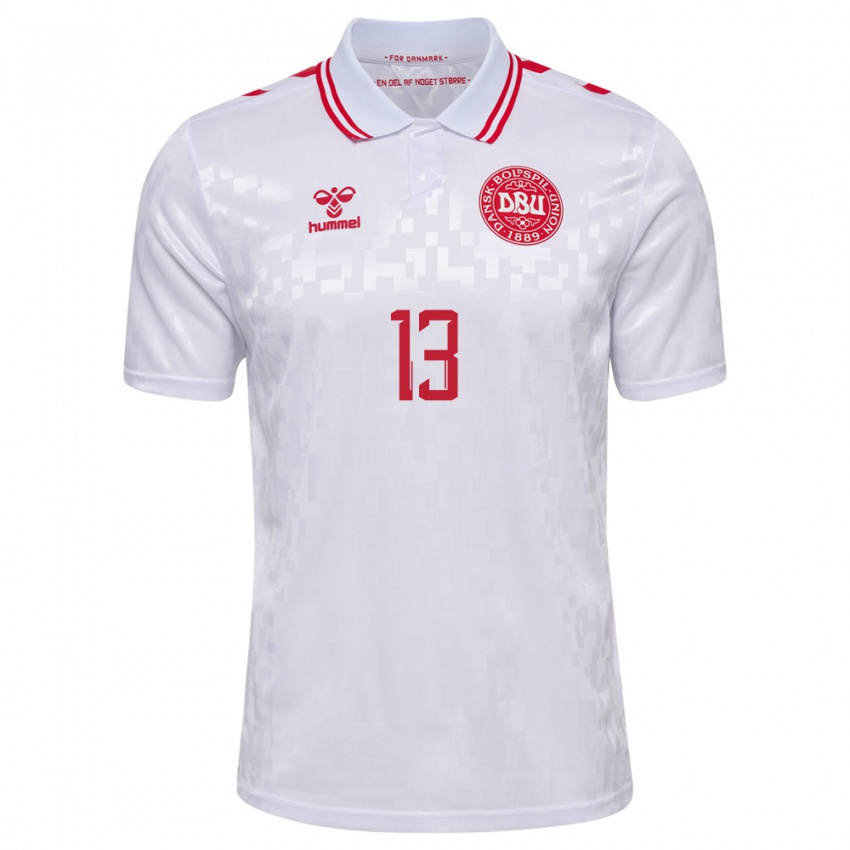 Børn Danmark Sofie Junge #13 Hvid Udebane Spillertrøjer 24-26 Trøje T-Shirt