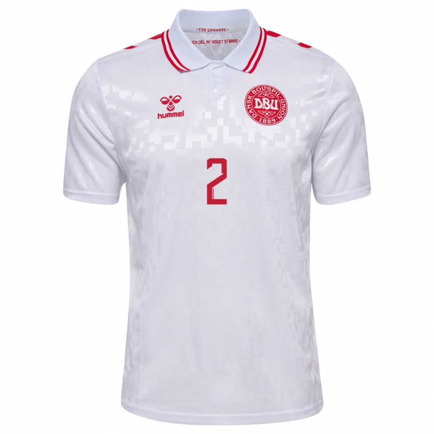 Børn Danmark Sara Thrige #2 Hvid Udebane Spillertrøjer 24-26 Trøje T-Shirt