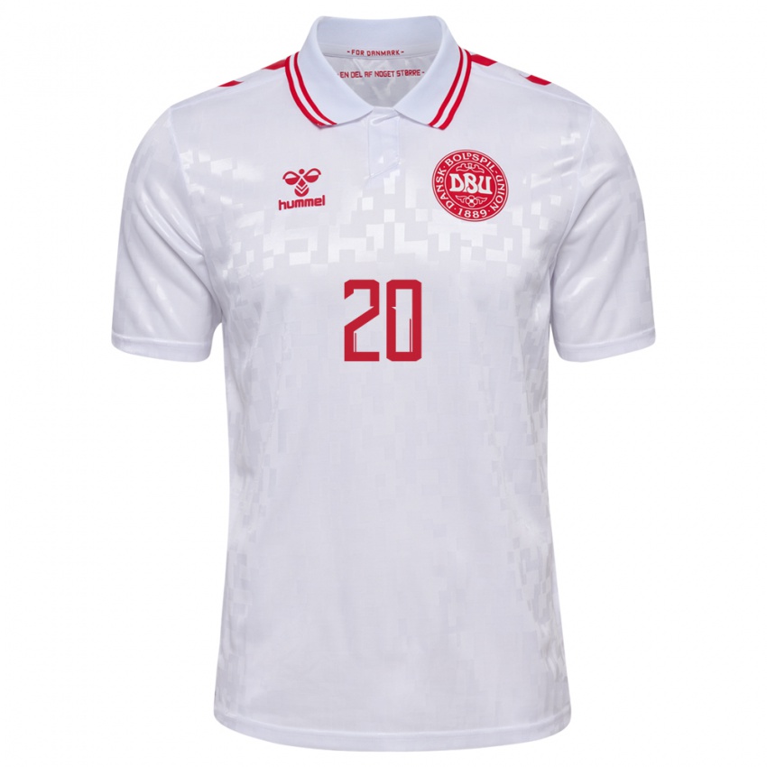 Børn Danmark Mohamed Daramy #20 Hvid Udebane Spillertrøjer 24-26 Trøje T-Shirt