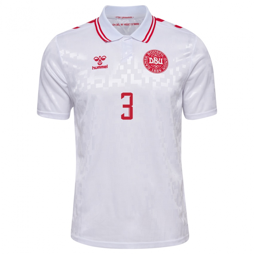 Børn Danmark Thomas Kristensen #3 Hvid Udebane Spillertrøjer 24-26 Trøje T-Shirt