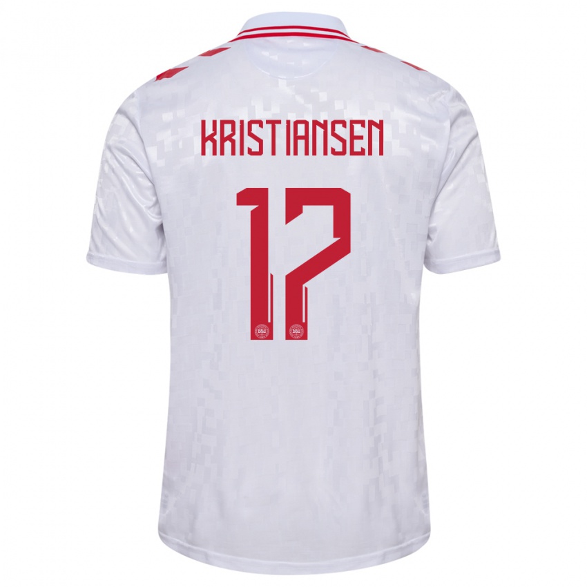 Børn Danmark Victor Kristiansen #17 Hvid Udebane Spillertrøjer 24-26 Trøje T-Shirt