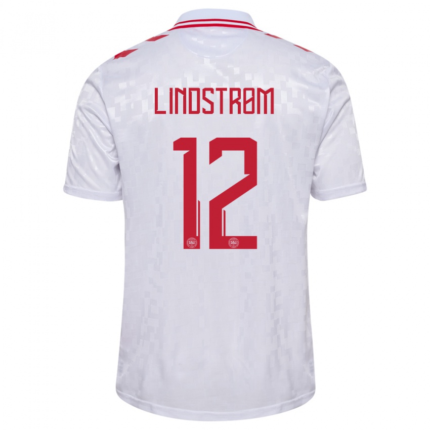 Børn Danmark Jesper Lindstrom #12 Hvid Udebane Spillertrøjer 24-26 Trøje T-Shirt