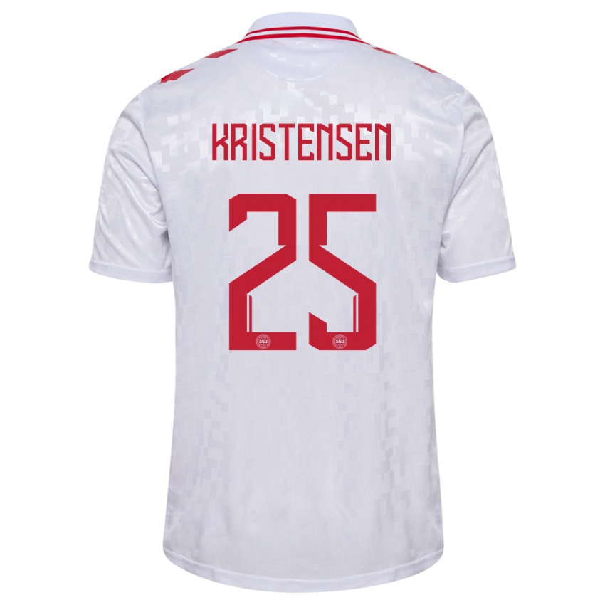 Børn Danmark Rasmus Kristensen #25 Hvid Udebane Spillertrøjer 24-26 Trøje T-Shirt