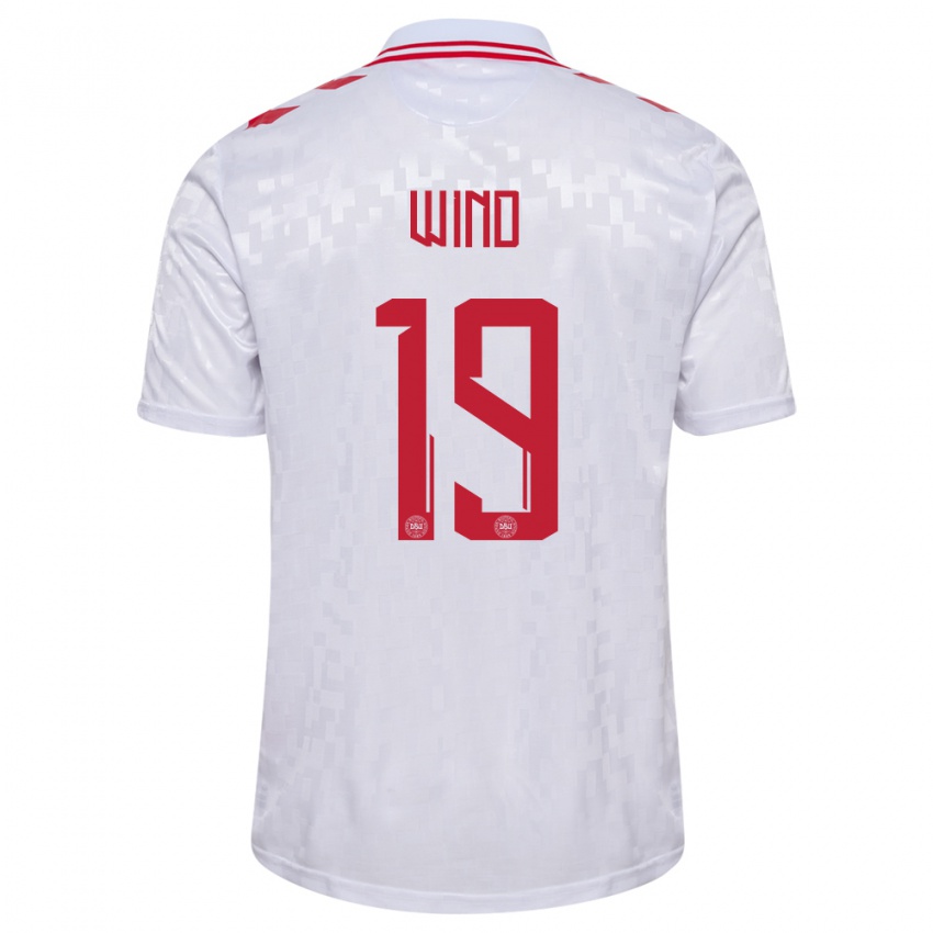 Børn Danmark Jonas Wind #19 Hvid Udebane Spillertrøjer 24-26 Trøje T-Shirt