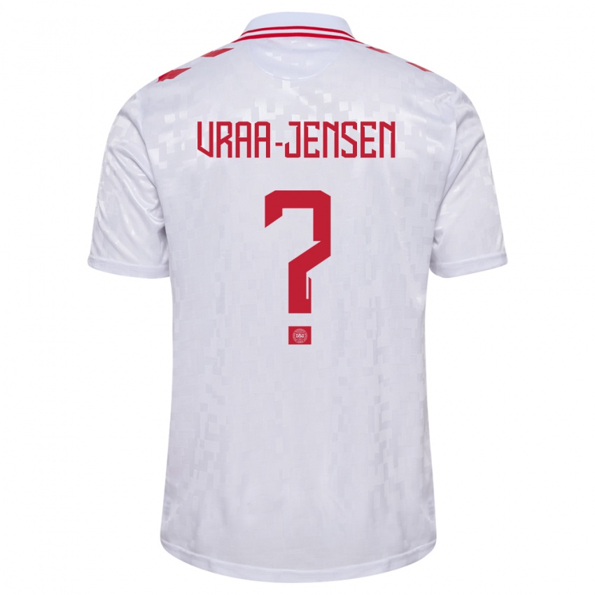 Børn Danmark Ludwig Vraa-Jensen #0 Hvid Udebane Spillertrøjer 24-26 Trøje T-Shirt