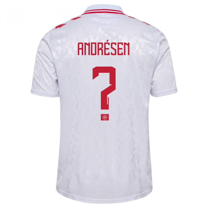 Børn Danmark Aske Andrésen #0 Hvid Udebane Spillertrøjer 24-26 Trøje T-Shirt