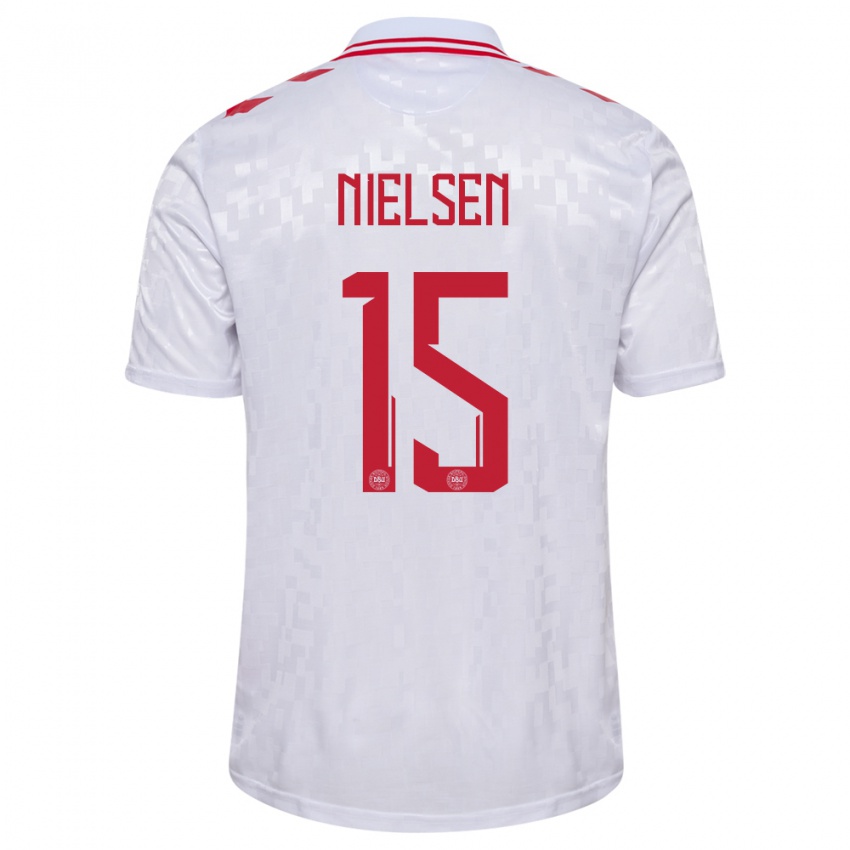 Børn Danmark Villads Nielsen #15 Hvid Udebane Spillertrøjer 24-26 Trøje T-Shirt