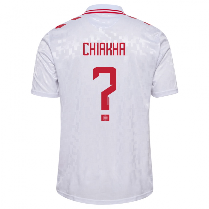 Børn Danmark Amin Chiakha #0 Hvid Udebane Spillertrøjer 24-26 Trøje T-Shirt