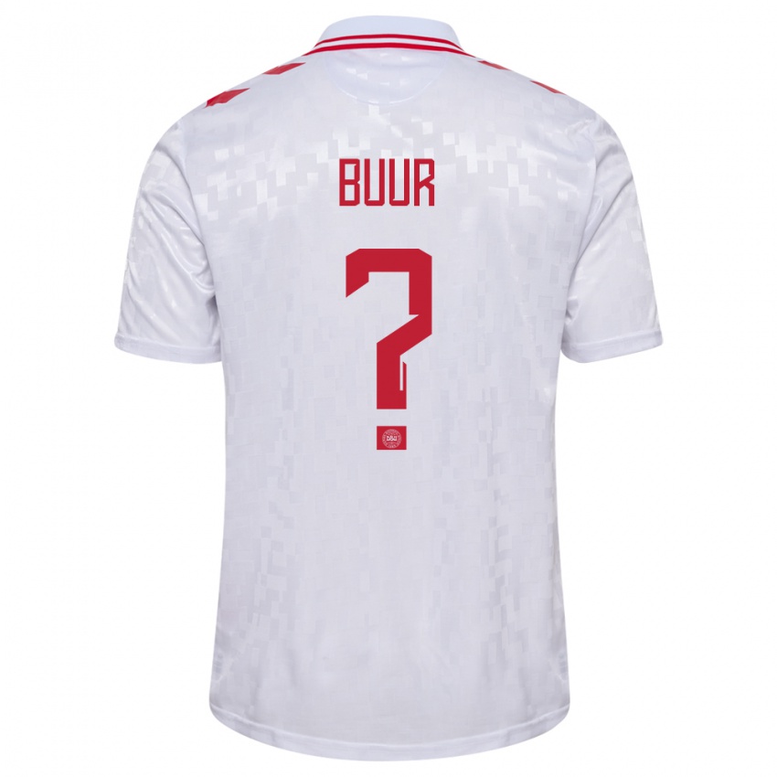 Børn Danmark Oscar Buur #0 Hvid Udebane Spillertrøjer 24-26 Trøje T-Shirt