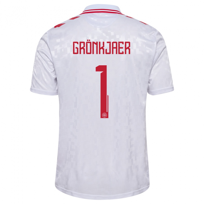 Børn Danmark Bertil Grönkjaer #1 Hvid Udebane Spillertrøjer 24-26 Trøje T-Shirt