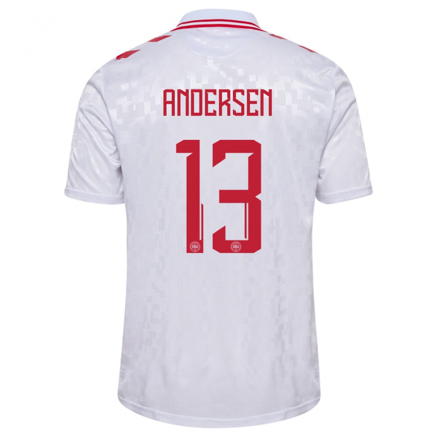 Børn Danmark Frej Andersen #13 Hvid Udebane Spillertrøjer 24-26 Trøje T-Shirt