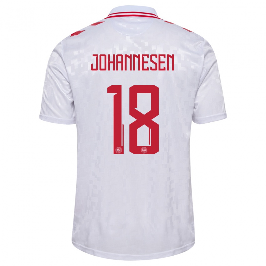 Børn Danmark Sofus Johannesen #18 Hvid Udebane Spillertrøjer 24-26 Trøje T-Shirt