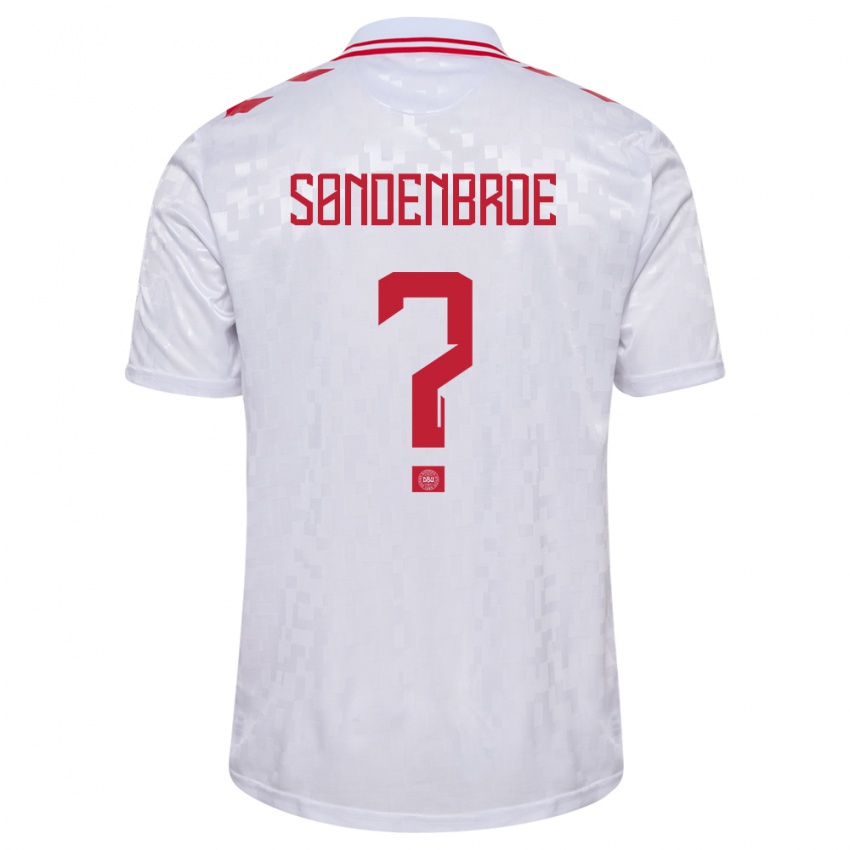 Børn Danmark Andreas Søndenbroe #0 Hvid Udebane Spillertrøjer 24-26 Trøje T-Shirt