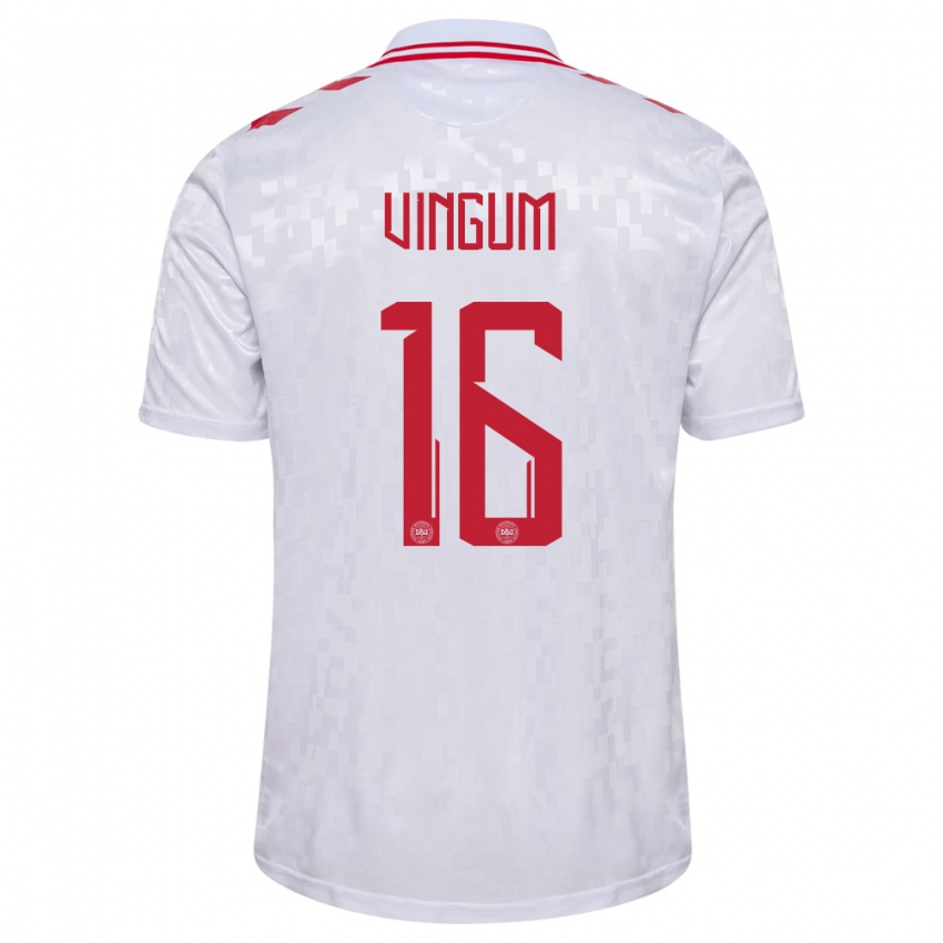 Børn Danmark Alberte Vingum #16 Hvid Udebane Spillertrøjer 24-26 Trøje T-Shirt