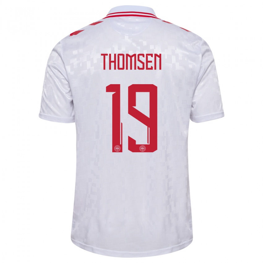 Børn Danmark Janni Thomsen #19 Hvid Udebane Spillertrøjer 24-26 Trøje T-Shirt